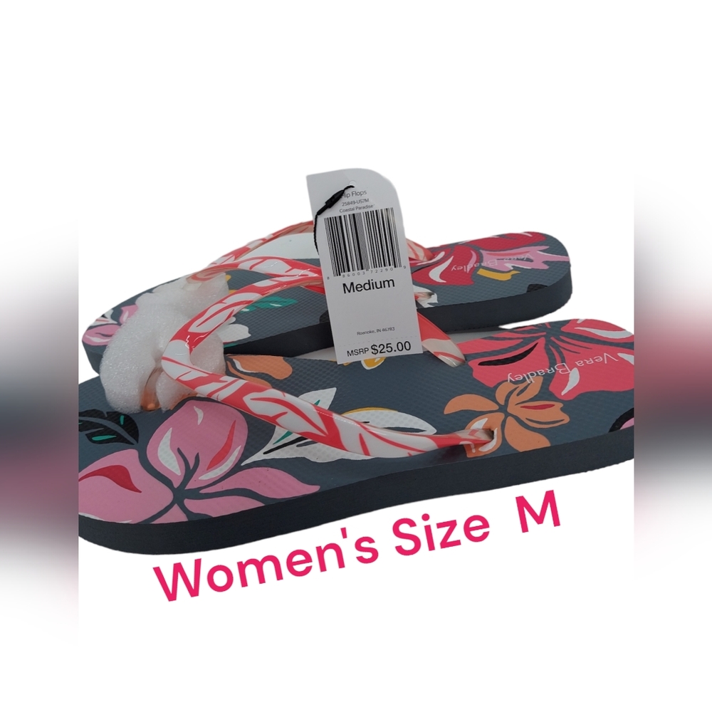 Vera Bradley Coastal Paradise Flip Flops Women's Size Medium NWT